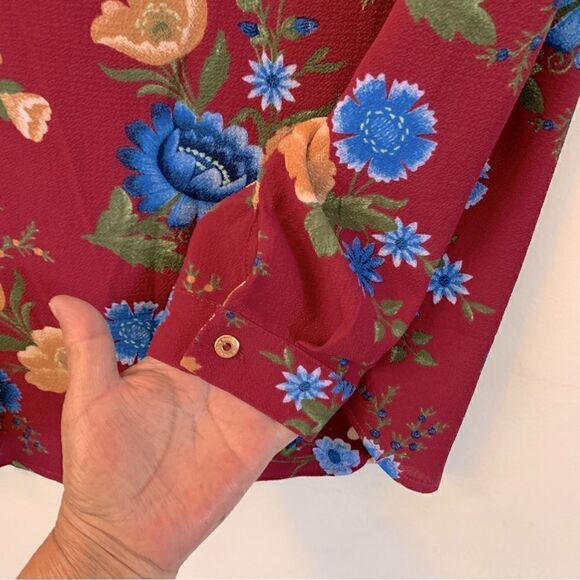 DNA Couture To Long Sleeves Lightweight Floral Blouse Sz Medium Gorgeous - Picture 3 of 7